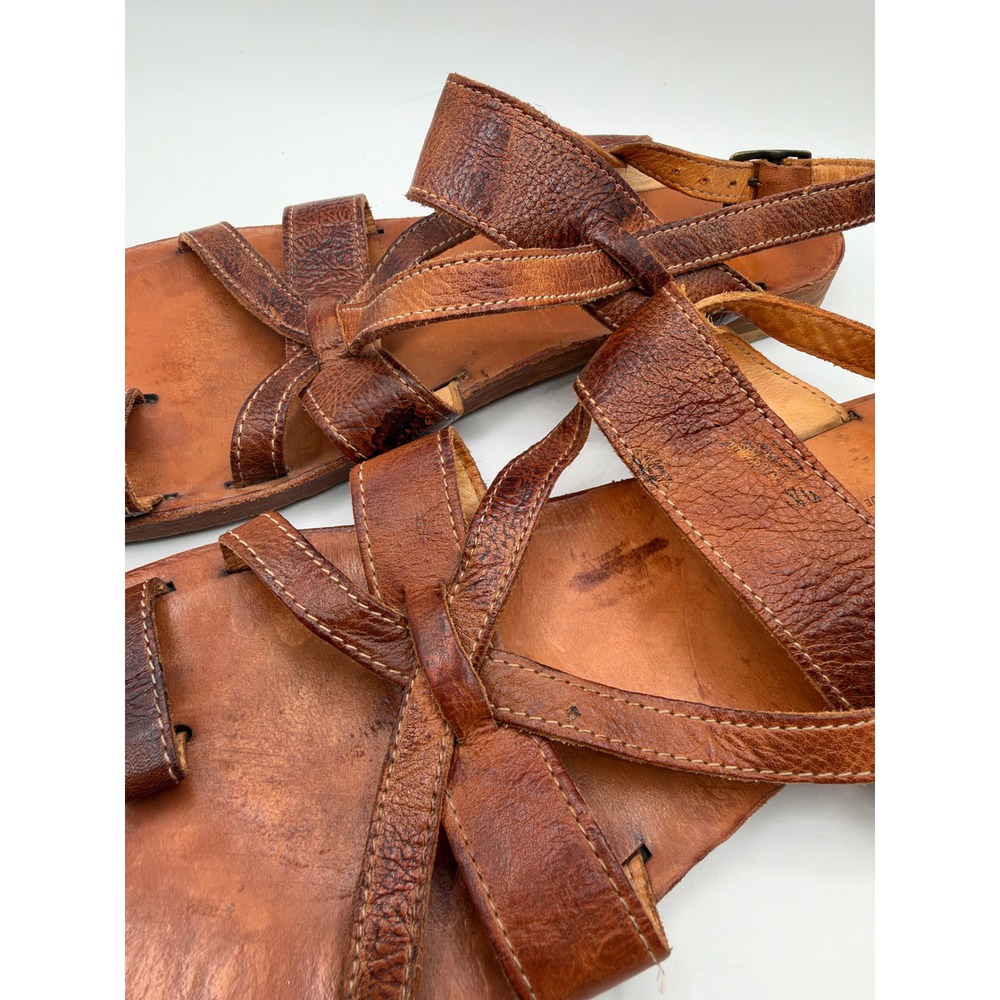 Bed Stu Women 11 Brown Manati II Leather Strappy Toe Loop Sandal Boho Artisan - Picture 3 of 7